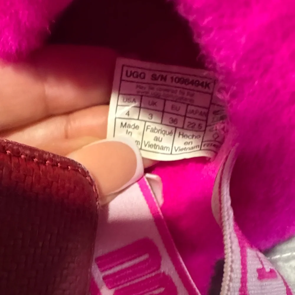 UGG Bright Pink Fuzzy Slippers se photo for a little detail under please